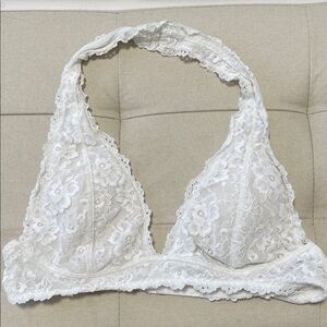 Garage White Lace Halter Bralette